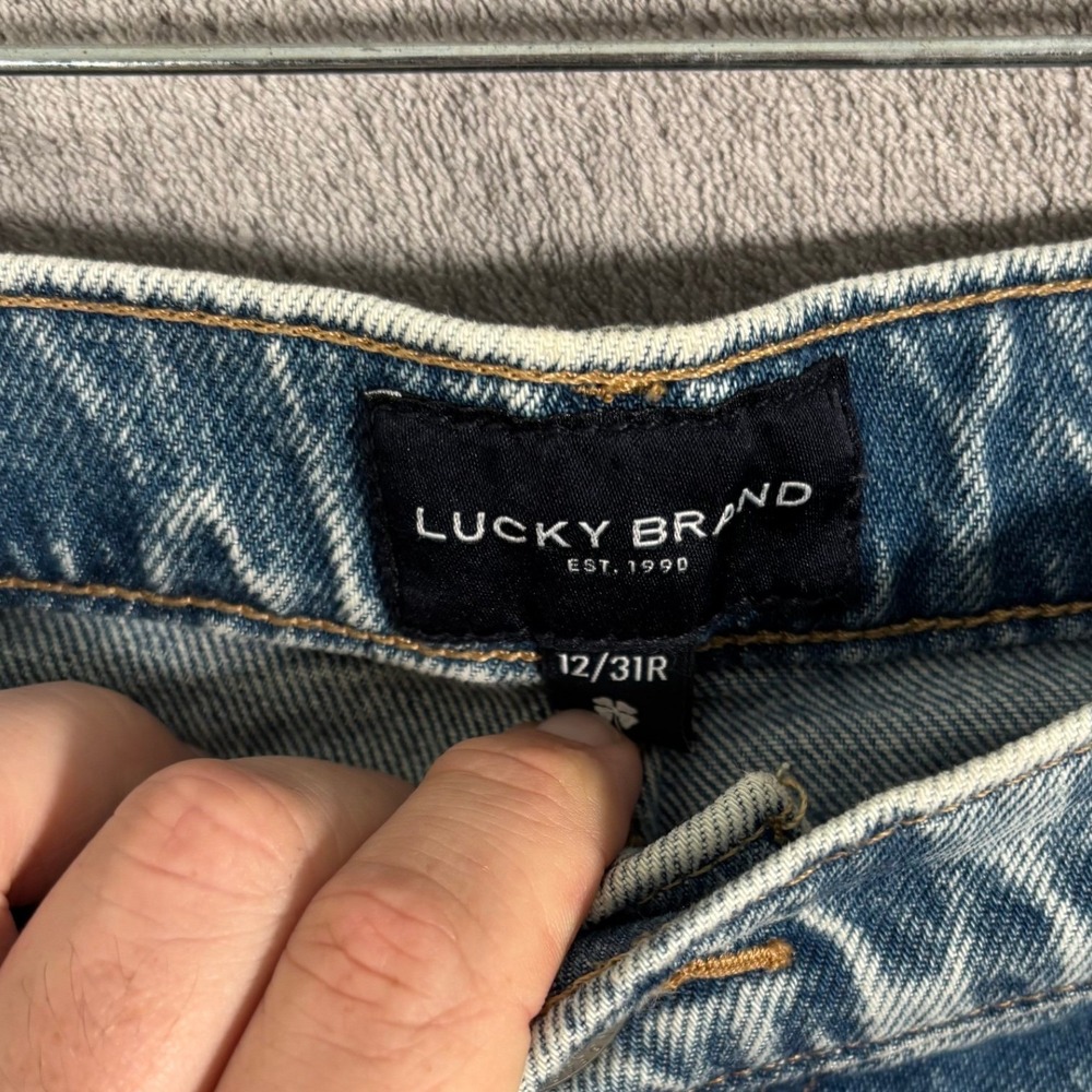 Lucky Brand Easy Rider Mid Rise Boot Jeans Women Fit 35x31 Light Wash Distressed - Picture 3 of 16